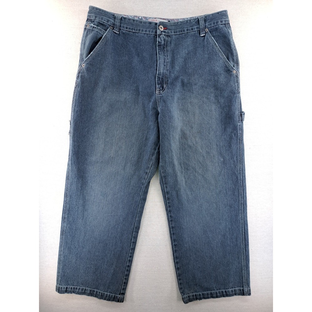 VTG Plugg Jeans Mens 36x29 Blue Carpenter Baggy Wide Leg Hip Hop Y2K Skater W37"